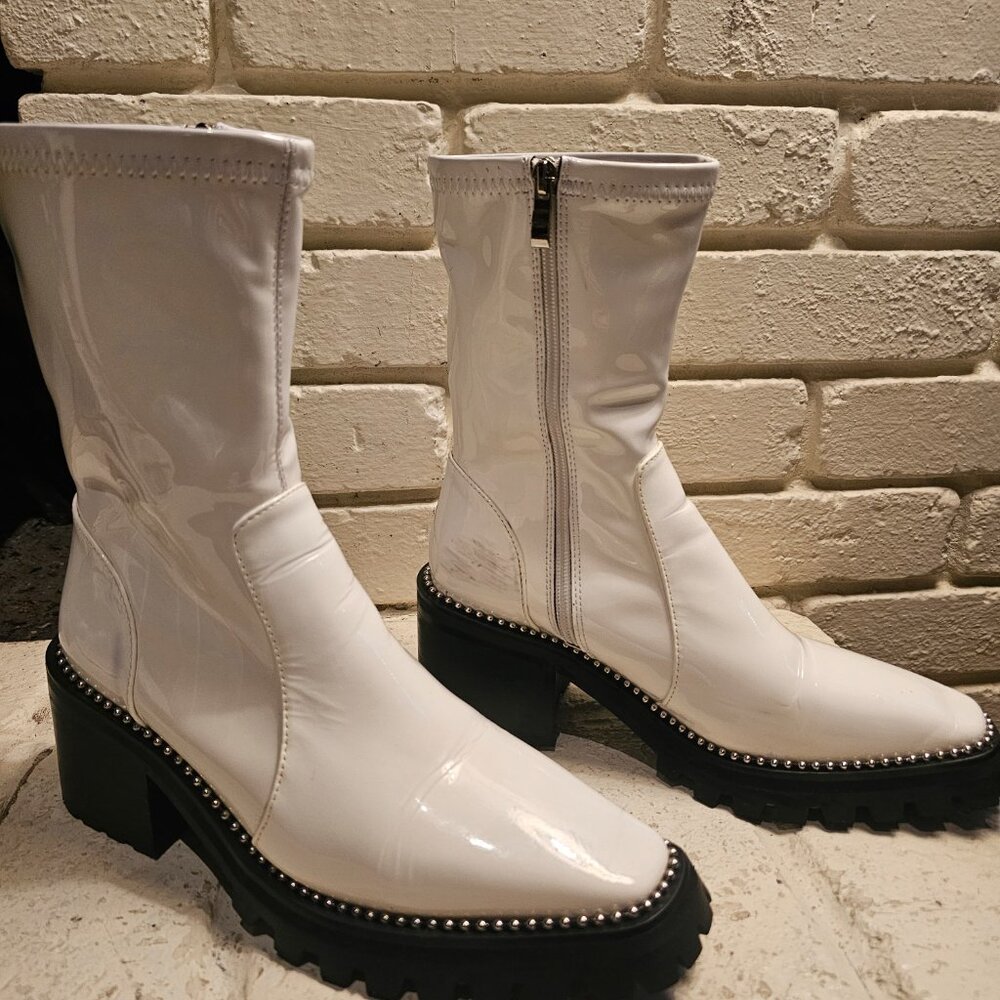 White Patent Booties